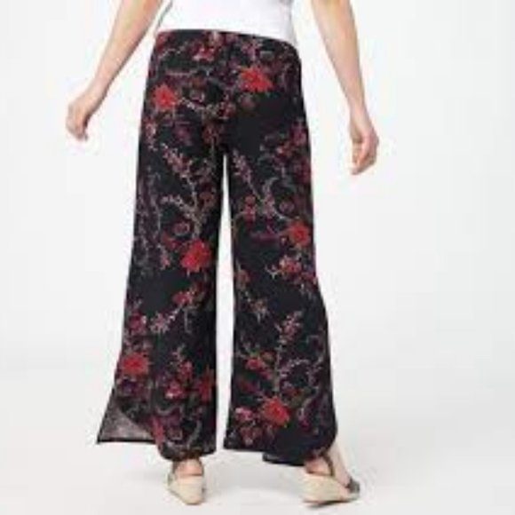 NWT TRUTH + STYLE PRINTED WOVEN FULL LENGTH PANTS BLACK MULTI XXS - Picture 2 of 6
